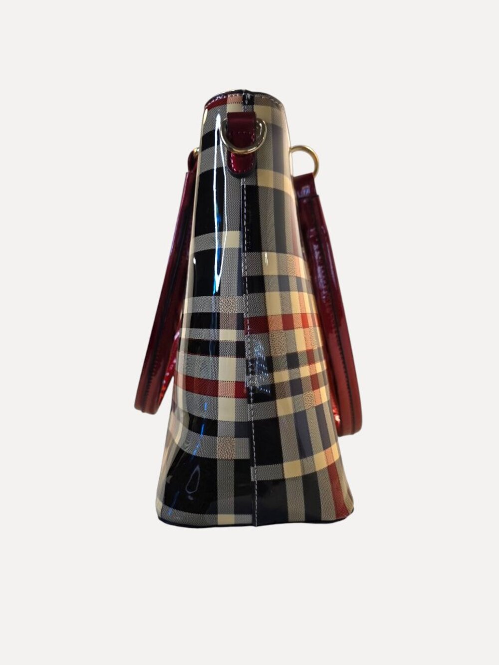Patent Check Plaid Tote & Matching Long Zippered Wallet - Picture 4 of 10
